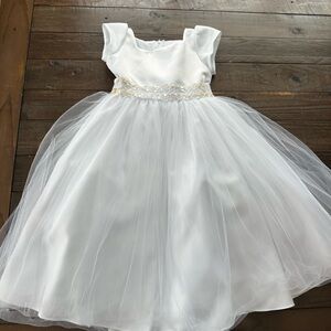 SHAN White and Gold Formal Kids Dress
